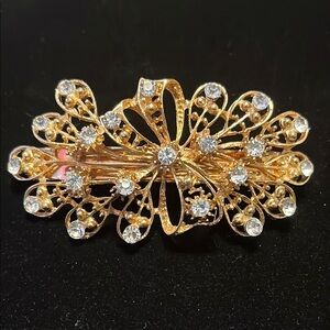 Elegant Gold and Crystal Hair Clip